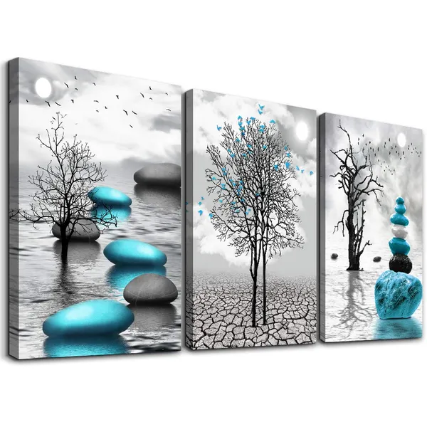 Multicolor_Canvas_Wall_Art_|_For_Living_Room_Wall_Decor_|_For_Bedroom_Bathroom_Black_and_White_Paintings_Modern_3_Piece_Framed_Canvas_Art_Prints_Ready_to_Hang_Inspirational_Abstract_Blue_Pictures_Home_Decorations