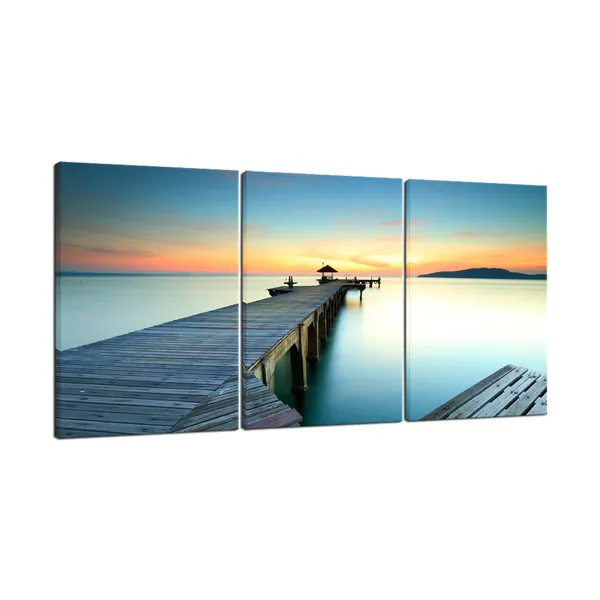 Multicolor_Bridges_Over_The_Sea_Large_Canvas_Prints_Wall_Art_Seascape_Pictures_Paintings_|_For_Bathroom_Living_Room_Home_Decorations_3_Panels_Modern_Gallery_Wrapped_Ocean_Sea_Beach_Giclee_Artwork_L