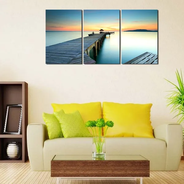 Multicolor_Bridges_Over_The_Sea_Large_Canvas_Prints_Wall_Art_Seascape_Pictures_Paintings_|_For_Bathroom_Living_Room_Home_Decorations_3_Panels_Modern_Gallery_Wrapped_Ocean_Sea_Beach_Giclee_Artwork_L
