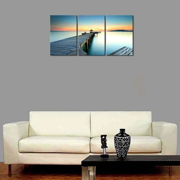 Multicolor_Bridges_Over_The_Sea_Large_Canvas_Prints_Wall_Art_Seascape_Pictures_Paintings_|_For_Bathroom_Living_Room_Home_Decorations_3_Panels_Modern_Gallery_Wrapped_Ocean_Sea_Beach_Giclee_Artwork_L