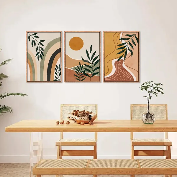 Multicolor_Ausril_Modern_Boho_Framed_Canvas_Wall_Art_Set,_Abstract_Bohemian_Sun_Wall_Decor,_Mid-Century_Minimalist_Wall_Painting,_Geometric_Botanical_Art_Print_|_For_Living_Room,_Bedroom,_Office_-_16"x24"x3