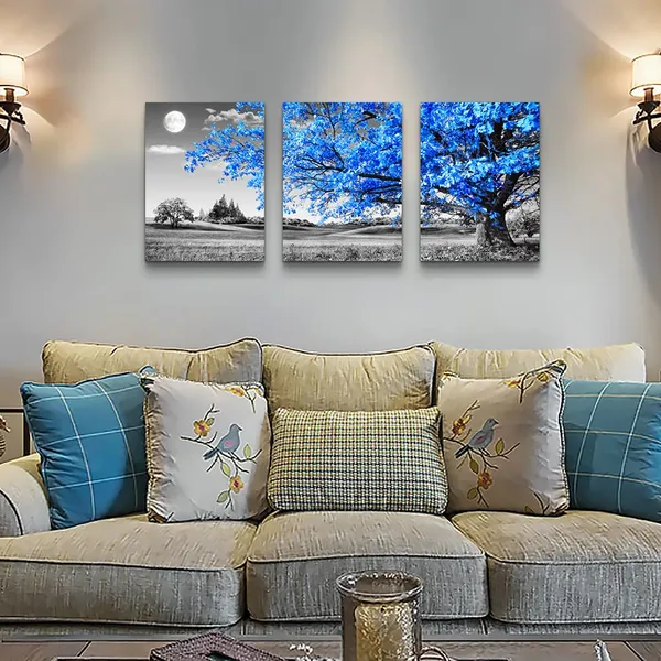 Multicolor_Wall_Art_|_For_Living_Room_black_and_white_Blue_tree_moon_Canvas_Wall_Decor_|_For_Home_artwork_Painting_12"_x_16"_3_Pieces_Canvas_Print_|_For_bedroom_Decor_Modern_Salon_kitchen_office_Hang_a_picture