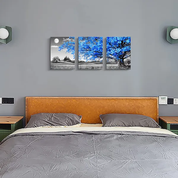 Multicolor_Wall_Art_|_For_Living_Room_black_and_white_Blue_tree_moon_Canvas_Wall_Decor_|_For_Home_artwork_Painting_12"_x_16"_3_Pieces_Canvas_Print_|_For_bedroom_Decor_Modern_Salon_kitchen_office_Hang_a_picture