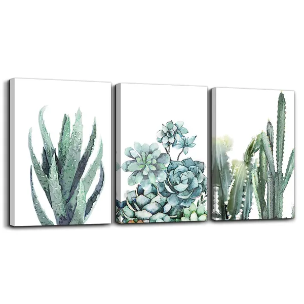 Multicolor_Canvas_Wall_Art_|_For_Living_Room_Bathroom_Wall_Decor_|_For_Bedroom_Kitchen_Artwork_Canvas_Prints_Green_Plant_Flowers_Painting_20"_X_28"_3_Pieces_Modern_Framed_Office_Home_Decorations_Family_Picture