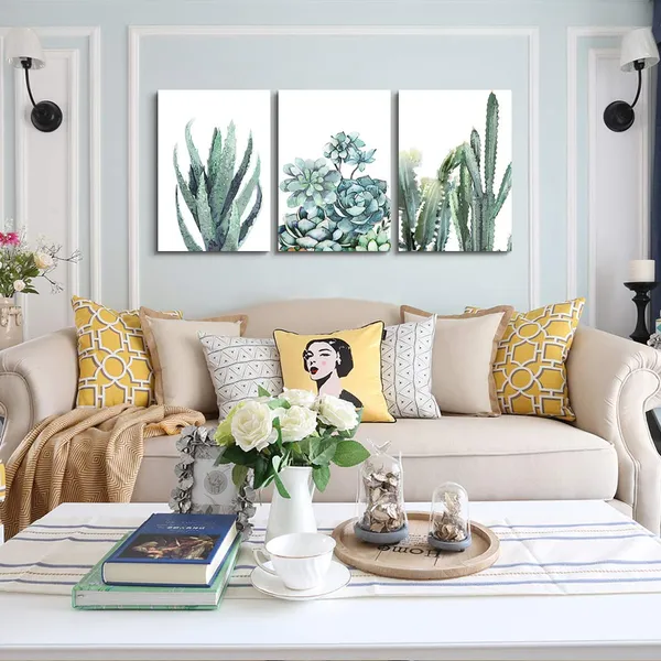 Multicolor_Canvas_Wall_Art_|_For_Living_Room_Bathroom_Wall_Decor_|_For_Bedroom_Kitchen_Artwork_Canvas_Prints_Green_Plant_Flowers_Painting_20"_X_28"_3_Pieces_Modern_Framed_Office_Home_Decorations_Family_Picture