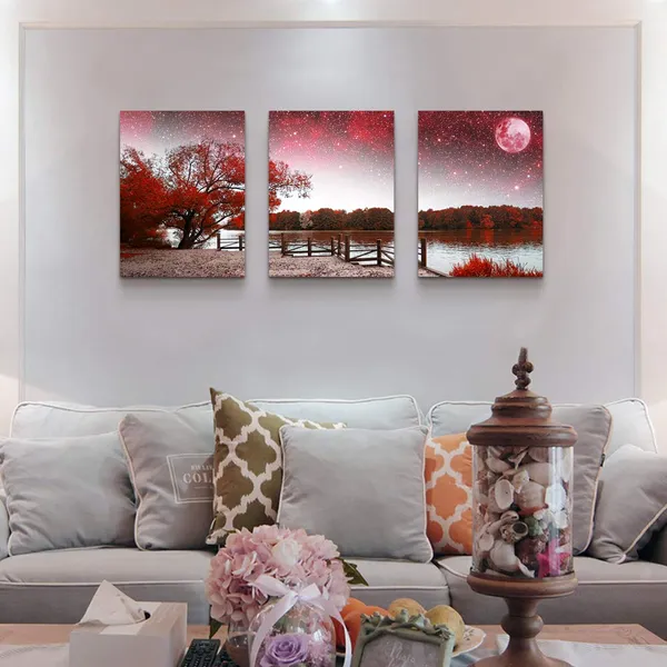 Multicolor_Wall_Art_|_For_living_room_Canvas_Prints_bedroom_Wall_Decor_|_For_bathroom_artwork_Abstract_Painting_Red_tree_moon_landscape_paintings_12"_x_16"_3_Pieces_Modern_framed_office_Home_decorations_|_For_kitchen