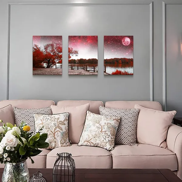 Multicolor_Wall_Art_|_For_living_room_Canvas_Prints_bedroom_Wall_Decor_|_For_bathroom_artwork_Abstract_Painting_Red_tree_moon_landscape_paintings_12"_x_16"_3_Pieces_Modern_framed_office_Home_decorations_|_For_kitchen
