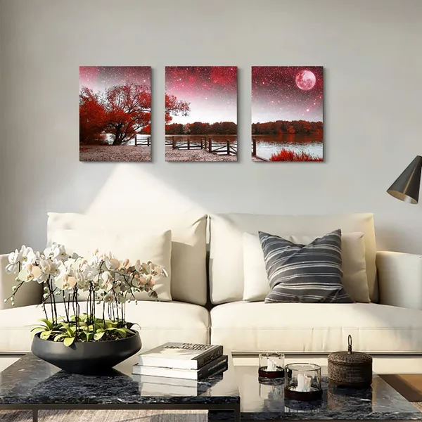 Multicolor_Wall_Art_|_For_living_room_Canvas_Prints_bedroom_Wall_Decor_|_For_bathroom_artwork_Abstract_Painting_Red_tree_moon_landscape_paintings_12"_x_16"_3_Pieces_Modern_framed_office_Home_decorations_|_For_kitchen