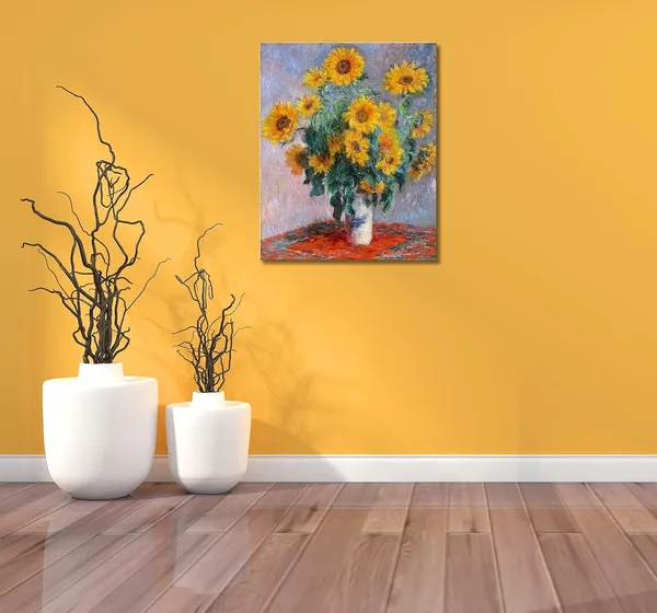 Multicolor_12"x16"_Canvas_Wall_Art_Bouquet_of_Sunflowers_of_Claude_Monet,_The_World_Classic_Art_Reproductions_Giclee_Canvas_Print_|_For_Home_Office_Decoration