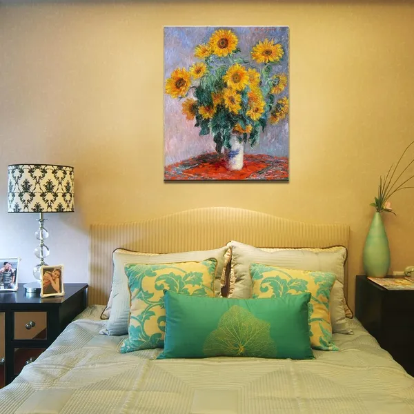 Multicolor_Bouquet_of_Sunflowers_of_Claude_Monet,_Famous_Classic_Painting_Reproduction_Giclee_Canvas_Wall_Art_Print_|_For_Home_Office_Decor_16"x24"