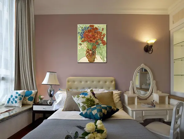 Multicolor_Red_Poppies_and_Daisies_Canvas_Prints_Wall_Art_of_Vincent_Van_Gogh,_Floral_Oil_Paintings_Reproduction_Flowers_Pictures_Artwork_on_|_For_Bathroom,_Bedroom_Office_Decorations_Home_Decor_-_12"x16"
