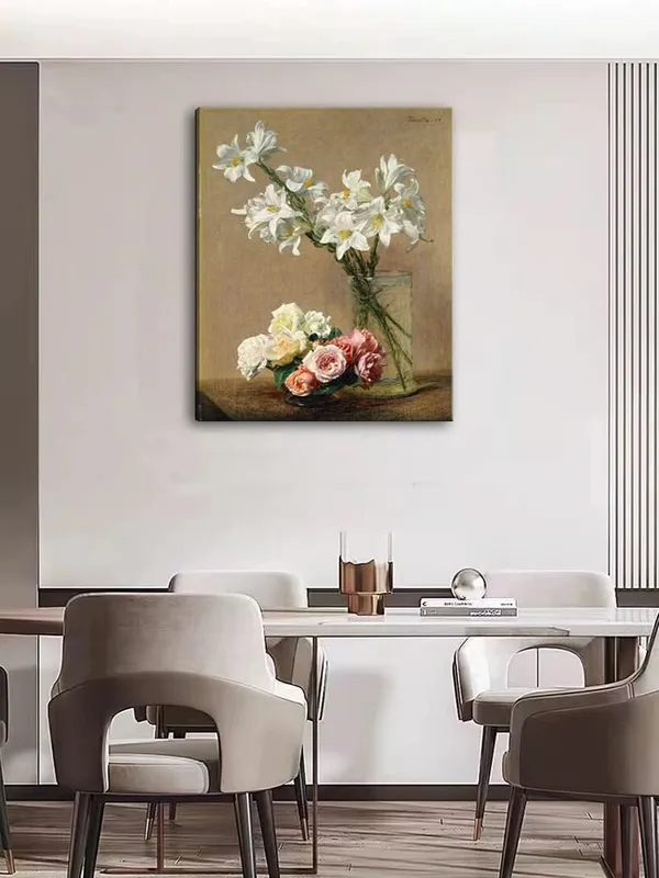 Multicolor_Roses_and_Lilies_Flowers_Famous_Painting_by_Henri_Fantin_Latour_Canvas_Wall_Art,_Vintage_Floral_Picture_Artwork_Print_|_For_Living_Room,_Bedroom_Bathroom_Room_Home_Decor