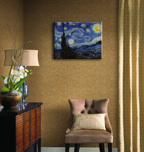 Multicolor_Starry_Night,_Vincent_Van_Gogh_Canvas_Wall_art,_Classic_Paintings_Framed_Pictures_Poster,_Abstract_Artwork_Prints_|_For_Home_Decor_12"x16"