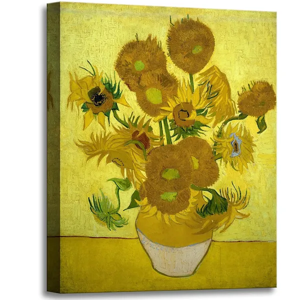 Multicolor_Sunflowers_by_Vincent_Van_Gogh_Canvas_Wall_Art_Flower_Vase_Painting_Giclee_Print_Floral_Picture_|_For_Home_Decor_12"x16"