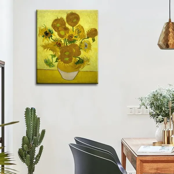 Multicolor_Sunflowers_by_Vincent_Van_Gogh_Canvas_Wall_Art_Flower_Vase_Painting_Giclee_Print_Floral_Picture_|_For_Home_Decor_12"x16"