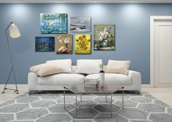 Multicolor_Claude_Monet_Canvas_Wall_Art_-_Water_Lilies_Classic_Artwork_Picture_Print_with_Framed_Painting_|_For_Home_Office_Wall_Decor_12"x16"