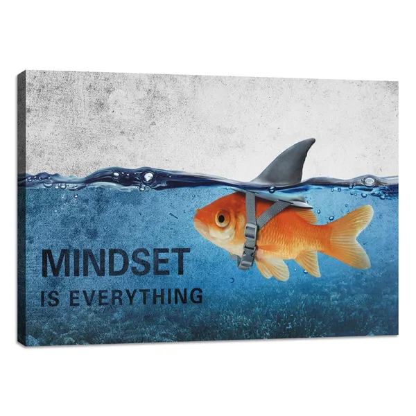 Multicolor_Inspirational_Canvas_Wall_Art_Quotes_Abstract_Blue_Goldfish_Shark_Pictures_Posters_Painting_on_Canvas_Motivational_Entrepreneur_Artwork_Bathroom_Bedroom_Office_Decor_Framed_Ready_to_Hang_-_12"Hx18"W