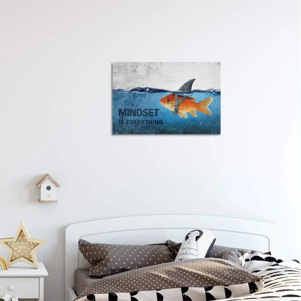 Multicolor_Inspirational_Canvas_Wall_Art_Quotes_Abstract_Blue_Goldfish_Shark_Pictures_Posters_Painting_on_Canvas_Motivational_Entrepreneur_Artwork_Bathroom_Bedroom_Office_Decor_Framed_Ready_to_Hang_-_12"Hx18"W