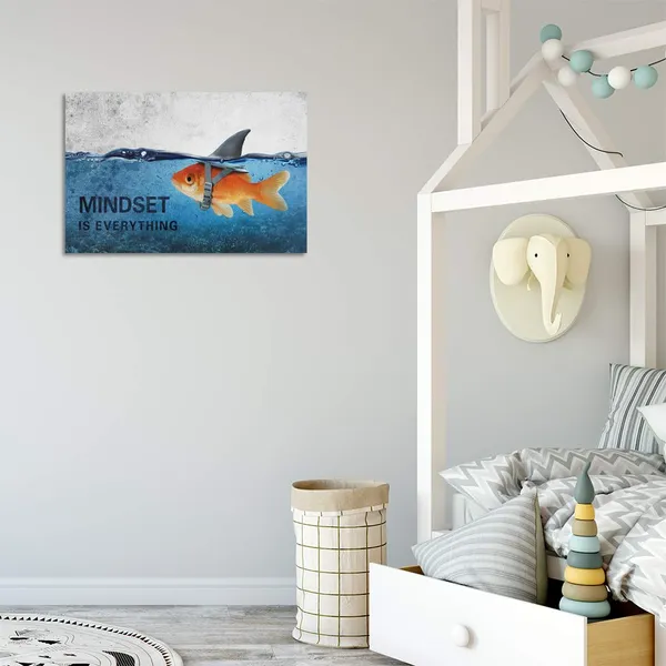 Multicolor_Inspirational_Canvas_Wall_Art_Quotes_Abstract_Blue_Goldfish_Shark_Pictures_Posters_Painting_on_Canvas_Motivational_Entrepreneur_Artwork_Bathroom_Bedroom_Office_Decor_Framed_Ready_to_Hang_-_12"Hx18"W