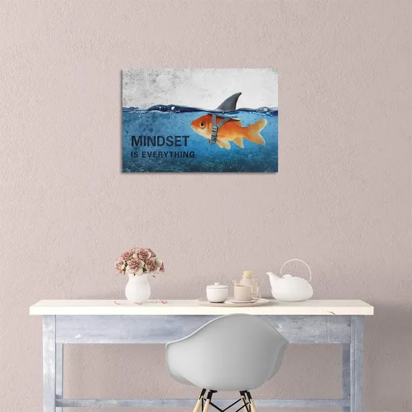Multicolor_Inspirational_Canvas_Wall_Art_Quotes_Abstract_Blue_Goldfish_Shark_Pictures_Posters_Painting_on_Canvas_Motivational_Entrepreneur_Artwork_Bathroom_Bedroom_Office_Decor_Framed_Ready_to_Hang_-_12"Hx18"W