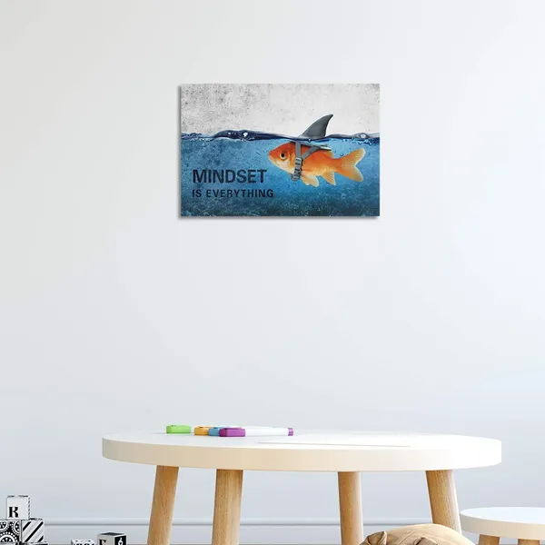 Multicolor_Inspirational_Canvas_Wall_Art_Quotes_Abstract_Blue_Goldfish_Shark_Pictures_Posters_Painting_on_Canvas_Motivational_Entrepreneur_Artwork_Bathroom_Bedroom_Office_Decor_Framed_Ready_to_Hang_-_12"Hx18"W