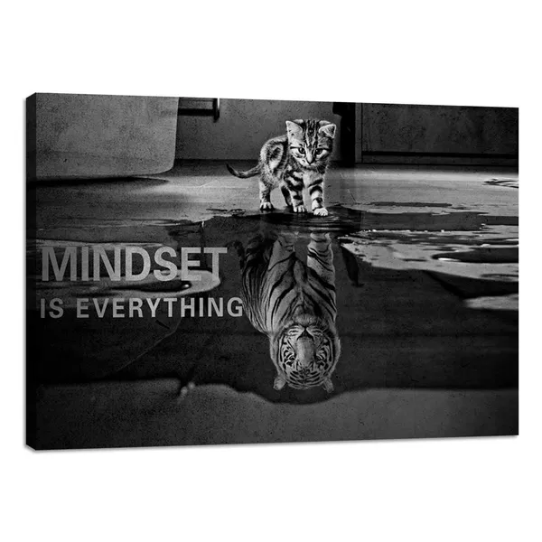 Multicolor_Inspirational_Wall_Art_Cat_Entrepreneurship_Positive_Canvas_Poster_Print_Artwork_Painting_Picture_Motivational_Entrepreneur_Art_Quotes_Office_Wall_Decor_Artwork_-_12"_Hx18_W