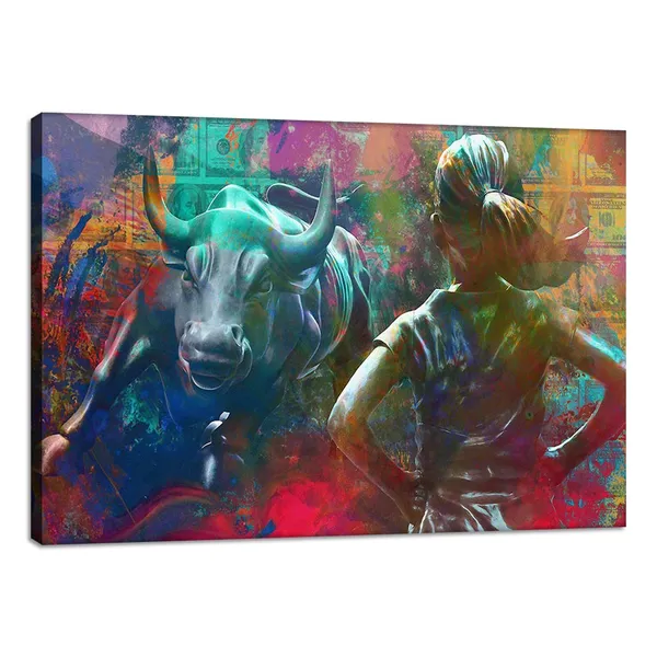 Multicolor_Motivational_Wall_Art_Canvas_Print_Wall_Street_Charging_Bull_Fearless_Girl_Positive_Office_Decor_Inspirational_Framed_Prints_Entrepreneur_Quotes_Wall_Art_Decoration_Framed_Ready_to_Hang_-_12"_Hx18_W