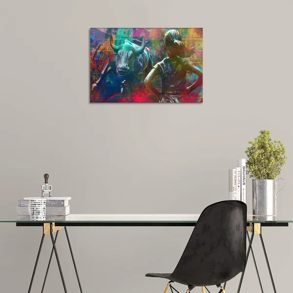 Multicolor_Motivational_Wall_Art_Canvas_Print_Wall_Street_Charging_Bull_Fearless_Girl_Positive_Office_Decor_Inspirational_Framed_Prints_Entrepreneur_Quotes_Wall_Art_Decoration_Framed_Ready_to_Hang_-_12"_Hx18_W