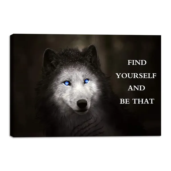 Multicolor_Motivational_Wall_Art_Blue_Eye_Wolf_Picture_Inspirational_Canvas_Painting_Positive_Quotes_Posters_Prints_Artwork_|_For_Home_Office_Decor_House_Decoration_Living_Room_Bedroom_Ready_to_Hang_-_12"_Hx18_W
