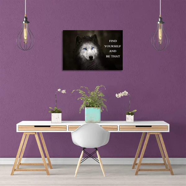 Multicolor_Motivational_Wall_Art_Blue_Eye_Wolf_Picture_Inspirational_Canvas_Painting_Positive_Quotes_Posters_Prints_Artwork_|_For_Home_Office_Decor_House_Decoration_Living_Room_Bedroom_Ready_to_Hang_-_12"_Hx18_W