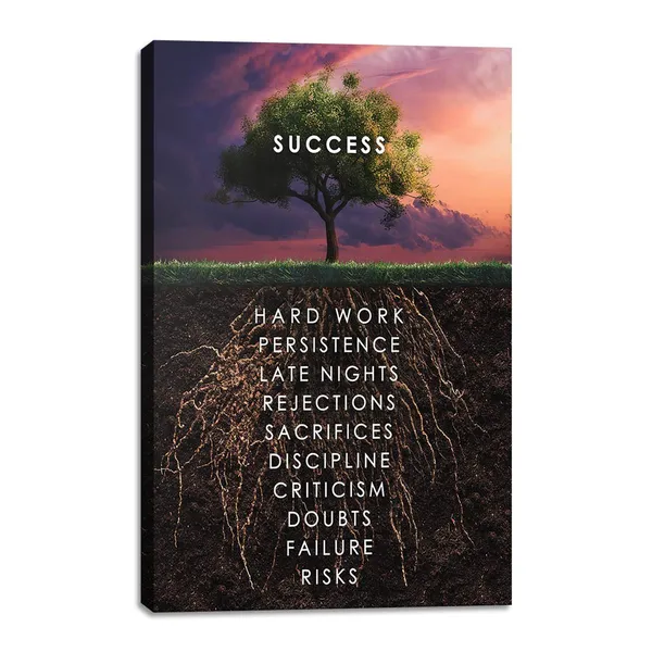 Multicolor_Success_Tree_Inspirational_Quote_Canvas_Wall_Art_Motivational_Motto_Painting_Inspiring_Entrepreneur_Posters_Prints_Artwork_Decor_Framed_|_For_Home_Office_Classroom_Ready_to_Hang_-_12"_Wx18_H