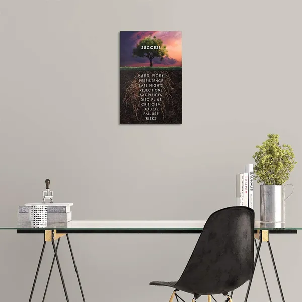 Multicolor_Success_Tree_Inspirational_Quote_Canvas_Wall_Art_Motivational_Motto_Painting_Inspiring_Entrepreneur_Posters_Prints_Artwork_Decor_Framed_|_For_Home_Office_Classroom_Ready_to_Hang_-_12"_Wx18_H