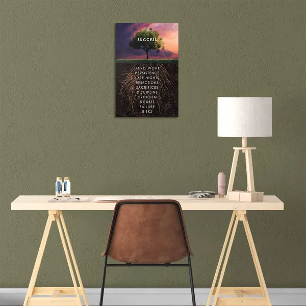 Multicolor_Success_Tree_Inspirational_Quote_Canvas_Wall_Art_Motivational_Motto_Painting_Inspiring_Entrepreneur_Posters_Prints_Artwork_Decor_Framed_|_For_Home_Office_Classroom_Ready_to_Hang_-_12"_Wx18_H