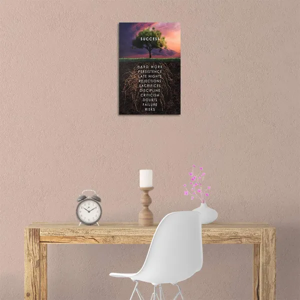Multicolor_Success_Tree_Inspirational_Quote_Canvas_Wall_Art_Motivational_Motto_Painting_Inspiring_Entrepreneur_Posters_Prints_Artwork_Decor_Framed_|_For_Home_Office_Classroom_Ready_to_Hang_-_12"_Wx18_H