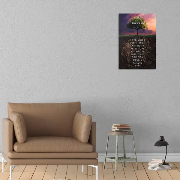 Multicolor_Success_Tree_Inspirational_Quote_Canvas_Wall_Art_Motivational_Motto_Painting_Inspiring_Entrepreneur_Posters_Prints_Artwork_Decor_Framed_|_For_Home_Office_Classroom_Ready_to_Hang_-_12"_Wx18_H