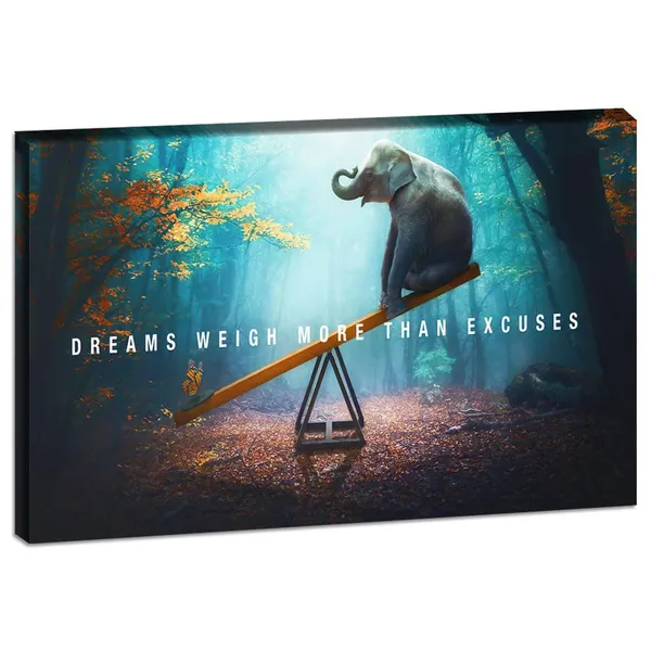 Multicolor_Motivational_Canvas_Wall_Art_Abstract_Blue_Elephant_Pictures_Posters_Prints_Painting_on_Canvas_Inspirational_Entrepreneur_Quotes_Artwork_Bathroom_Bedroom_Office_Decor_Framed_Ready_to_Hang_-12"_Hx18_W