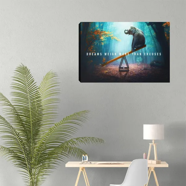 Multicolor_Motivational_Canvas_Wall_Art_Abstract_Blue_Elephant_Pictures_Posters_Prints_Painting_on_Canvas_Inspirational_Entrepreneur_Quotes_Artwork_Bathroom_Bedroom_Office_Decor_Framed_Ready_to_Hang_-12"_Hx18_W