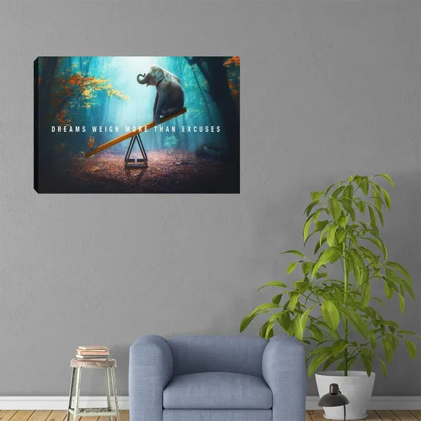 Multicolor_Motivational_Canvas_Wall_Art_Abstract_Blue_Elephant_Pictures_Posters_Prints_Painting_on_Canvas_Inspirational_Entrepreneur_Quotes_Artwork_Bathroom_Bedroom_Office_Decor_Framed_Ready_to_Hang_-12"_Hx18_W