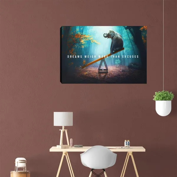 Multicolor_Motivational_Canvas_Wall_Art_Abstract_Blue_Elephant_Pictures_Posters_Prints_Painting_on_Canvas_Inspirational_Entrepreneur_Quotes_Artwork_Bathroom_Bedroom_Office_Decor_Framed_Ready_to_Hang_-12"_Hx18_W