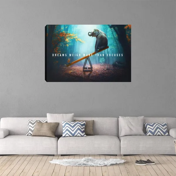 Multicolor_Motivational_Canvas_Wall_Art_Abstract_Blue_Elephant_Pictures_Posters_Prints_Painting_on_Canvas_Inspirational_Entrepreneur_Quotes_Artwork_Bathroom_Bedroom_Office_Decor_Framed_Ready_to_Hang_-12"_Hx18_W