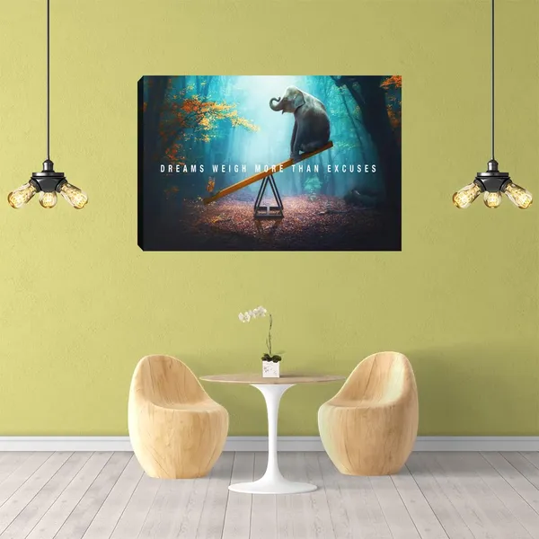 Multicolor_Motivational_Canvas_Wall_Art_Abstract_Blue_Elephant_Pictures_Posters_Prints_Painting_on_Canvas_Inspirational_Entrepreneur_Quotes_Artwork_Bathroom_Bedroom_Office_Decor_Framed_Ready_to_Hang_-12"_Hx18_W