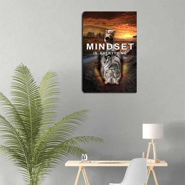 Multicolor_Motivational_Canvas_Wall_Art_Cat_Tiger_Painting_Inspirational_Entrepreneur_Mindset_Quotes_Poster_Print_Inspiring_Decorations_|_For_Bedroom_Home_Decor_Office_Framed_Ready_to_Hang_-12"_Wx18_H
