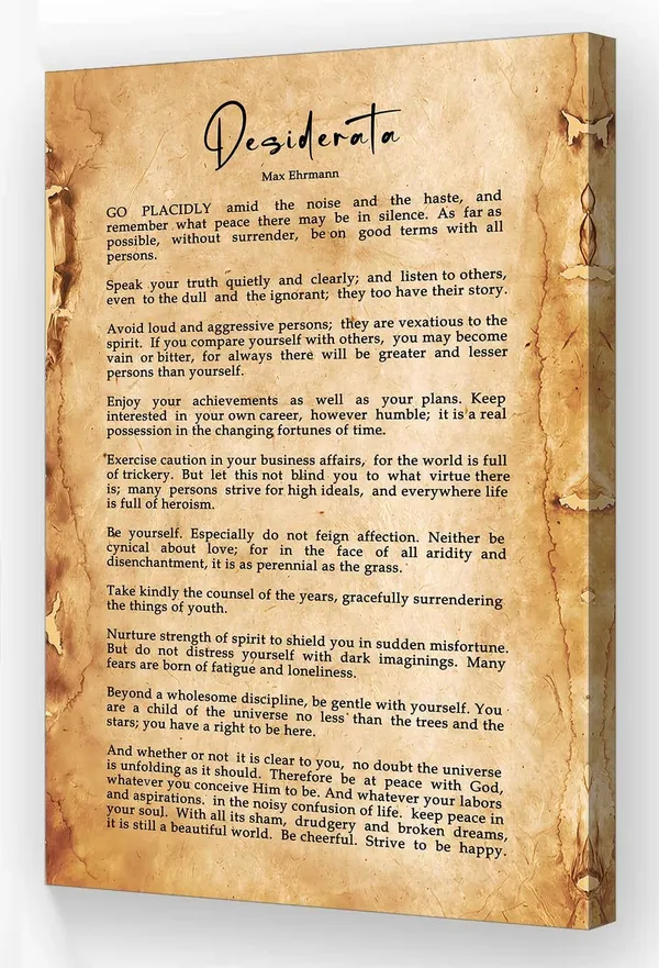 Multicolor_Desiderata_Wall_Art_Poem_Poster_Framed_Motivational_Pictures_Retro_Prints_Max_Ehrmann_Literature_Quotes_Wall_Art_Home_Decor_(12x18in,Framed)
