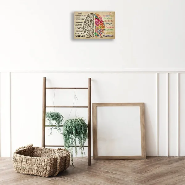 Multicolor_The_Brain_Poster_Framed_Quotes_Wall_Art_Retro_Painting_Pictures_Artwork_Left_and_Right_Brain_Anatomy_Poster_Canvas_Wall_Hanging_Prints_(12x18in,Framed)