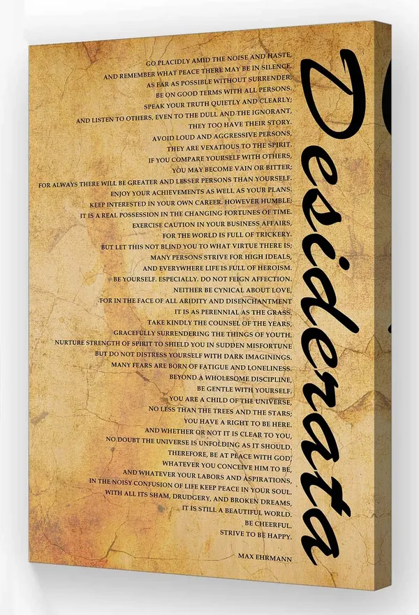 Multicolor_Desiderata_Poem_Framed_Quotes_Wall_Art_Inspirational_Posters_Canvas_Pictures_Prints_Max_Ehrmann_Poetry_Wall_Art_Vintage_Bedroom_Decor_(16x24in,Framed)