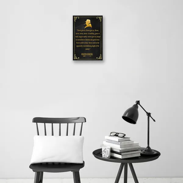 Multicolor_Winston_Churchill_Quotes_Wall_Art_Speech_Posters_Framed_Motivational_Pictures_Prints_Never_Give_In_Book_Quotes_Wall_Decor_Vintage_Artwork_(08x12in,Framed)
