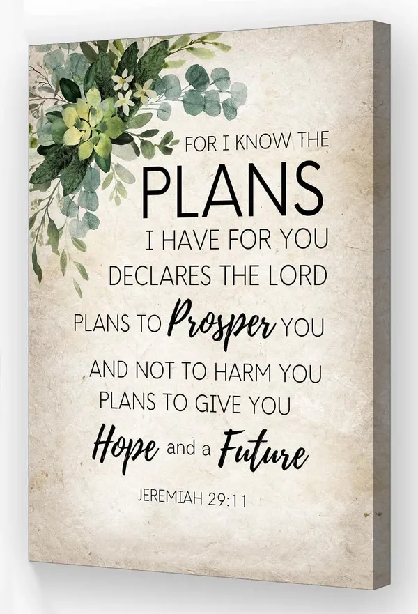 Multicolor_|_For_I_Know_The_Plans_I_Have_|_For_You_Bible_Verse_Wall_Art_Framed_Motivational_Quote_Poster_Retro_Religious_Christian_Pictures_Wall_Decor_(12x18in,Framed)