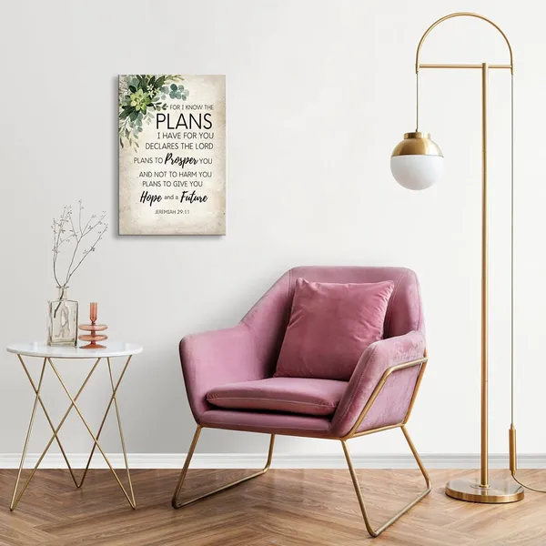 Multicolor_|_For_I_Know_The_Plans_I_Have_|_For_You_Bible_Verse_Wall_Art_Framed_Motivational_Quote_Poster_Retro_Religious_Christian_Pictures_Wall_Decor_(12x18in,Framed)