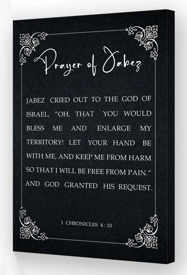 Multicolor_Prayer_of_Jabez_Wall_Art_Framed_Quotes_Poster_Canvas_1_Chronicles_4_10_Scripture_Wall_Art_Bible_Posters_Black_and_White_Artwork_Wall_Decor_(08x12in,Framed)
