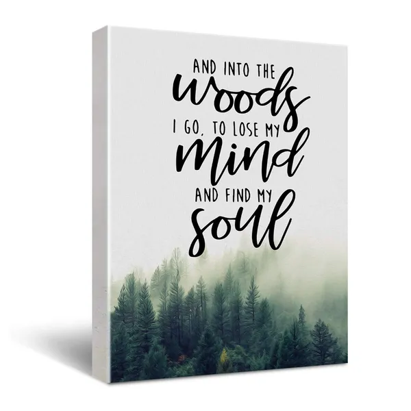 Multicolor_Inspirational_Quote_into_the_Woods_I_Go_to_Lose_My_Mind_and_Find_My_Soul_Poster_Canvas_Wall_Art_Home_Decor_-_Mountain_|_Forest_Canvas_Print_Wall_Art_Painting_Ready_to_Hang_Hiking_Camping_Gifts_-_Easel_&_Hanging_Hook_12_x_16_Inch